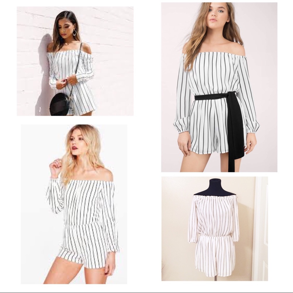 🆕 Black and White Striped Romper - Picture 3 of 6